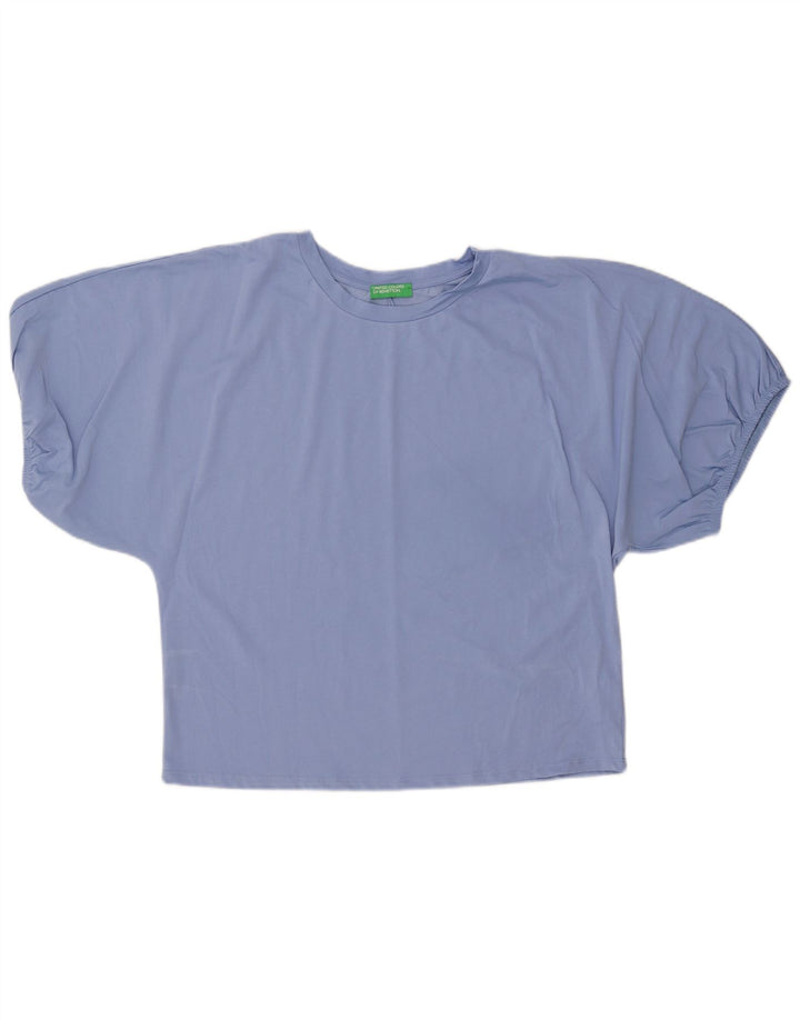 BENETTON Damen T-Shirt Top UK 14 Mittelblaue Baumwolle