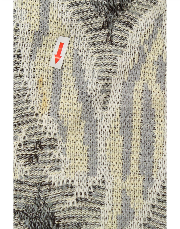 Monello Herren-Pullover mit U-Boot-Ausschnitt, groß, graue Paisley-Baumwolle