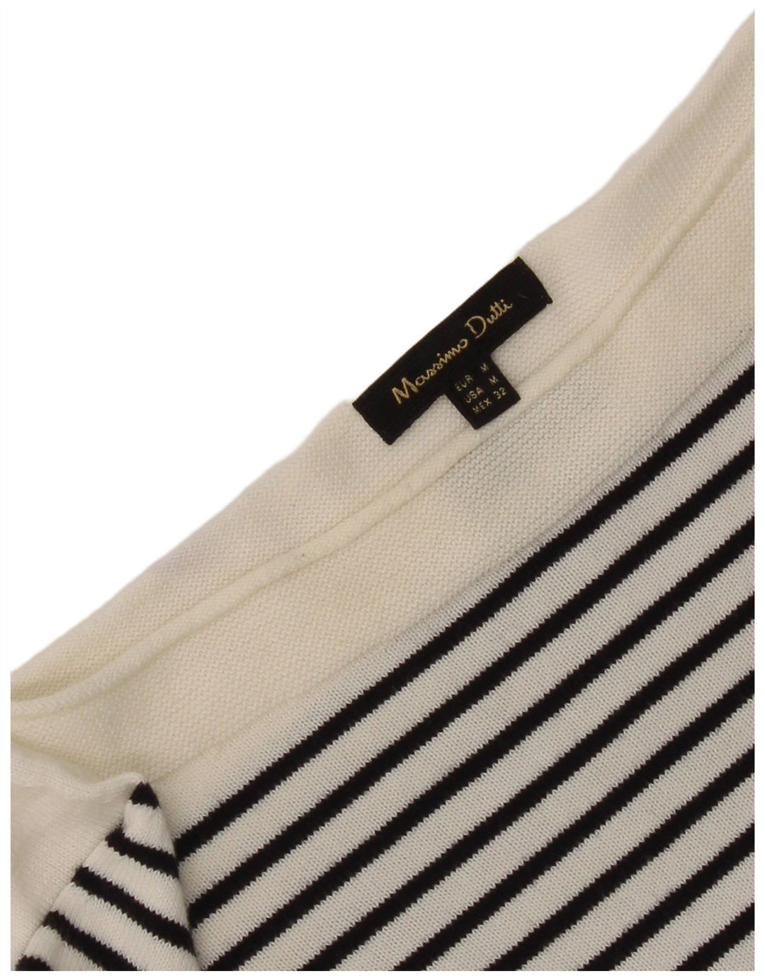 Massimo Dutti Damen-Top, 3/4-Ärmel, UK-Größe 42, Mittelweiß, gestreift, nautisch