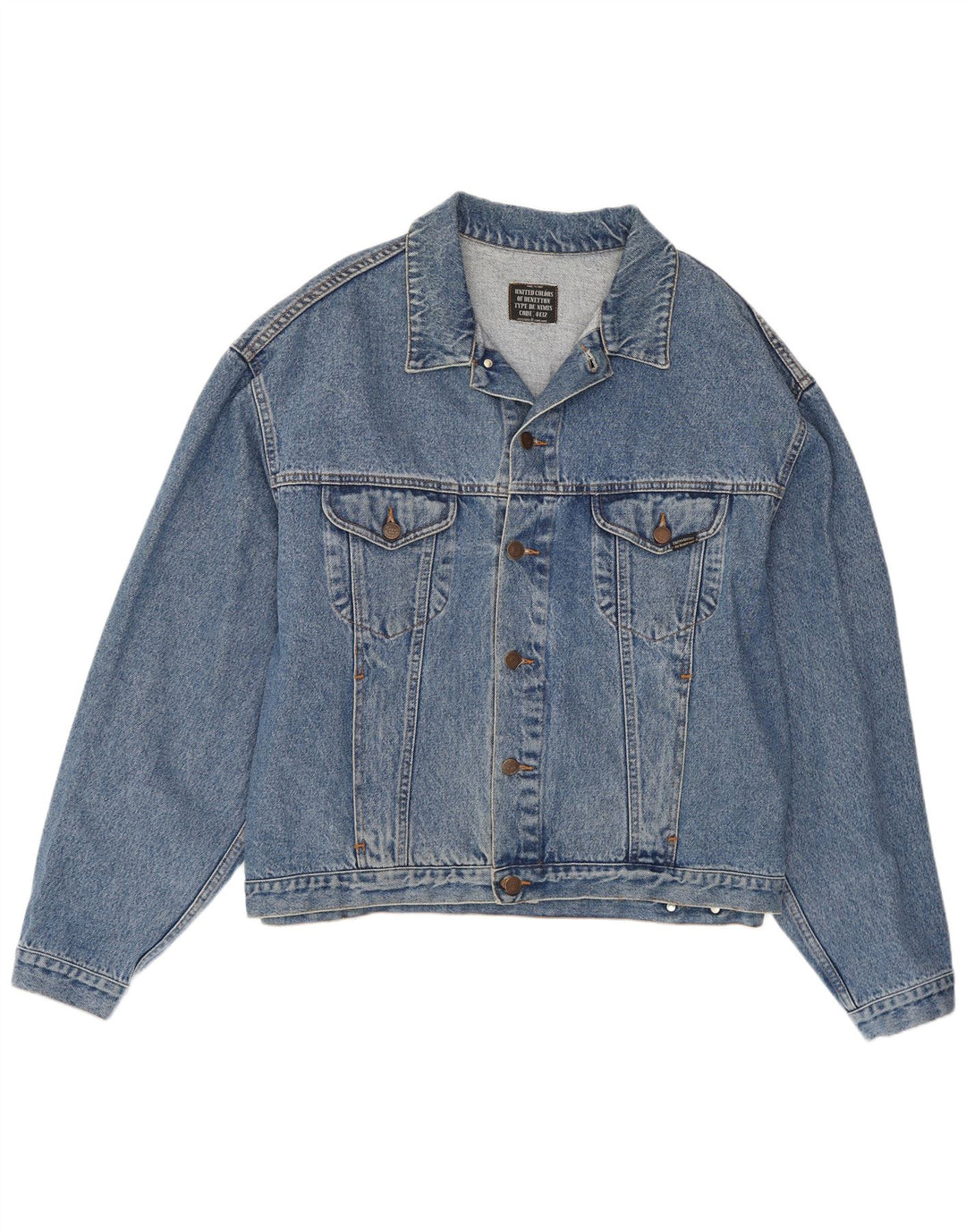 Benetton Herren Jeansjacke IT 54 2XL Blaue Baumwolle