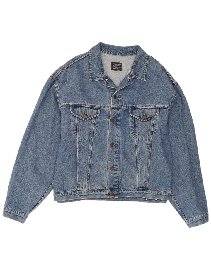 Benetton Herren Jeansjacke IT 54 2XL Blaue Baumwolle