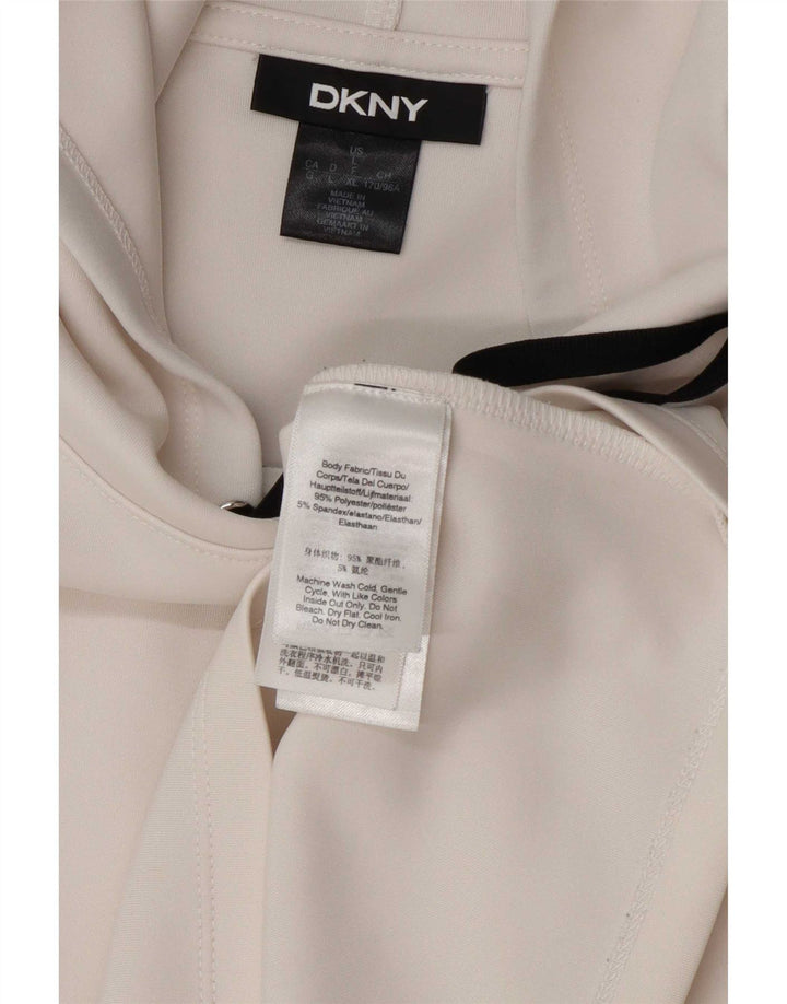 Dkny Womens Crop Oversized Hoodie Pullover UK 16 Large Weiß Polyester