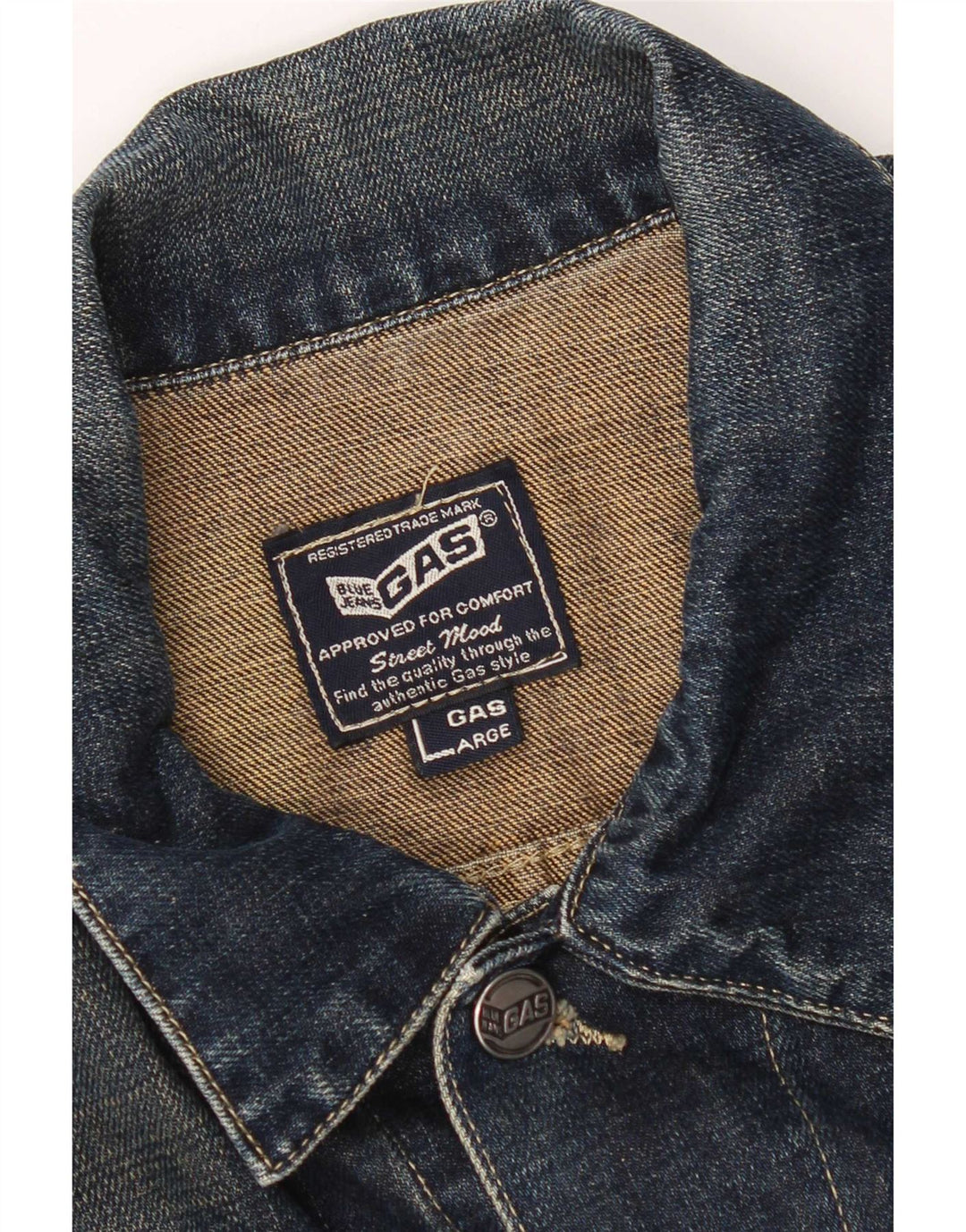Gas Damen Crop Denim Jacke UK 16 Large Marineblau Baumwolle