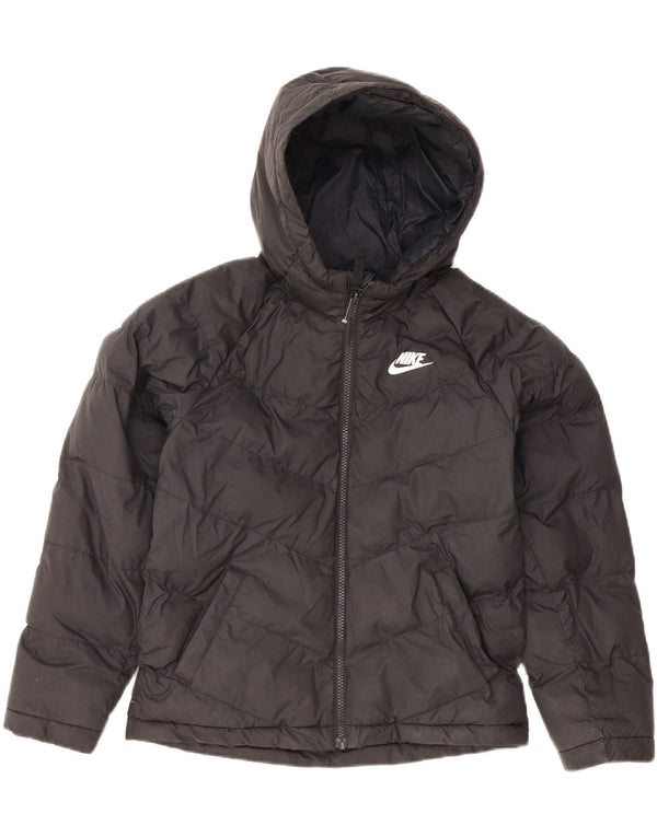 Nike Jungen-Kapuzenjacke, gepolstert, 10–11 Jahre, mittelgroßes schwarzes Polyester