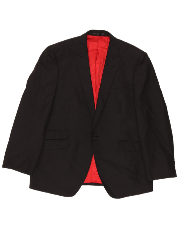 Marks & Spencer Herren-Blazer mit 1 Knopf, UK 42, XL, schwarze Wolle