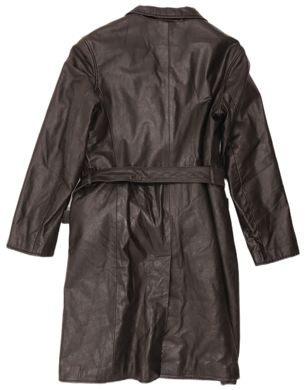 Vintage Damen Ledermantel IT 48 XL Schwarz