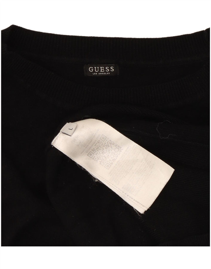 Guess Damen-Pullover mit Rundhalsausschnitt, UK 12, mittlere schwarze Viskose