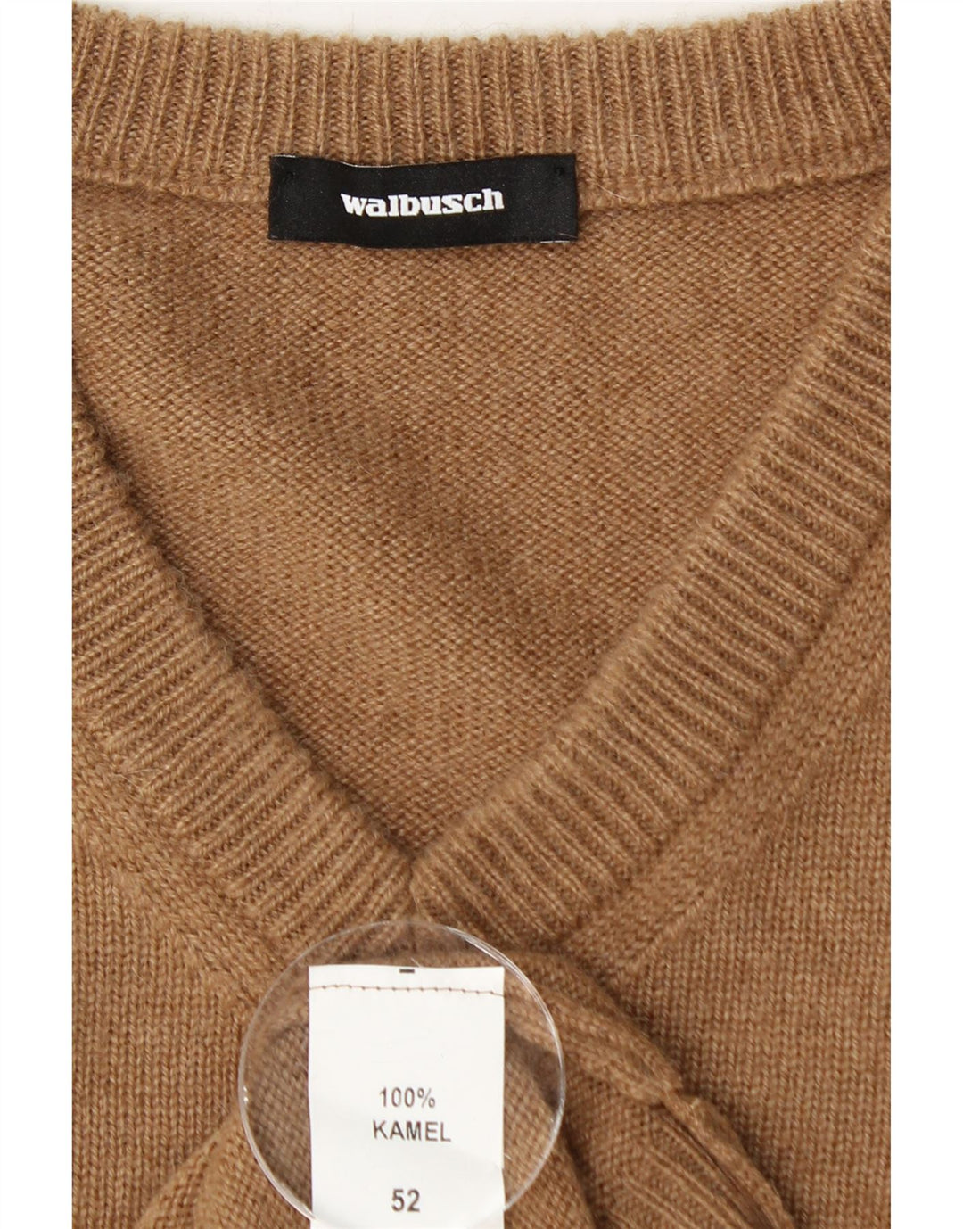 Walbusch Herren-Pullover mit V-Ausschnitt, IT 52, Größe L, Braun