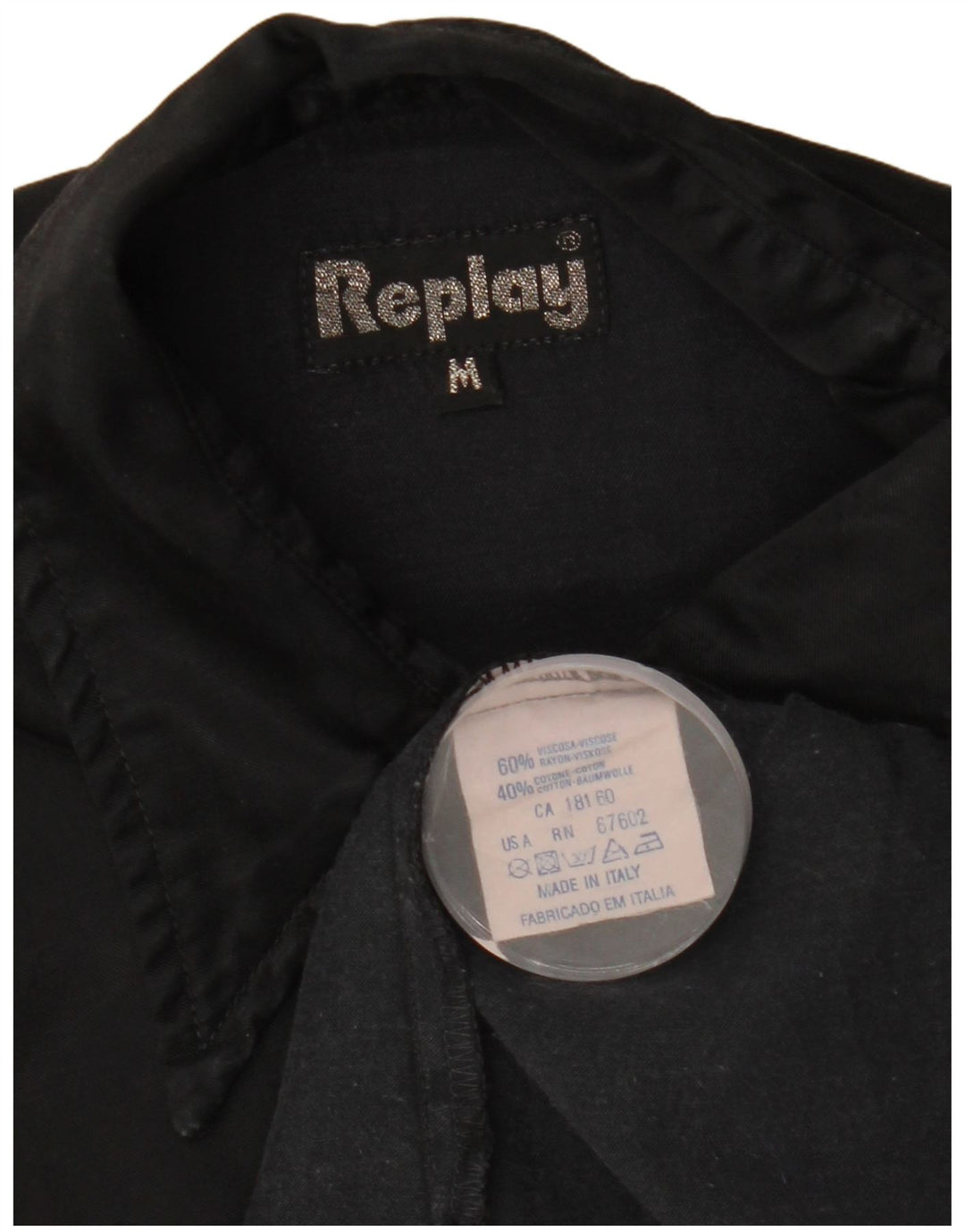 REPLAY Damen-Hemd UK 14 Mittelschwarze Viskose