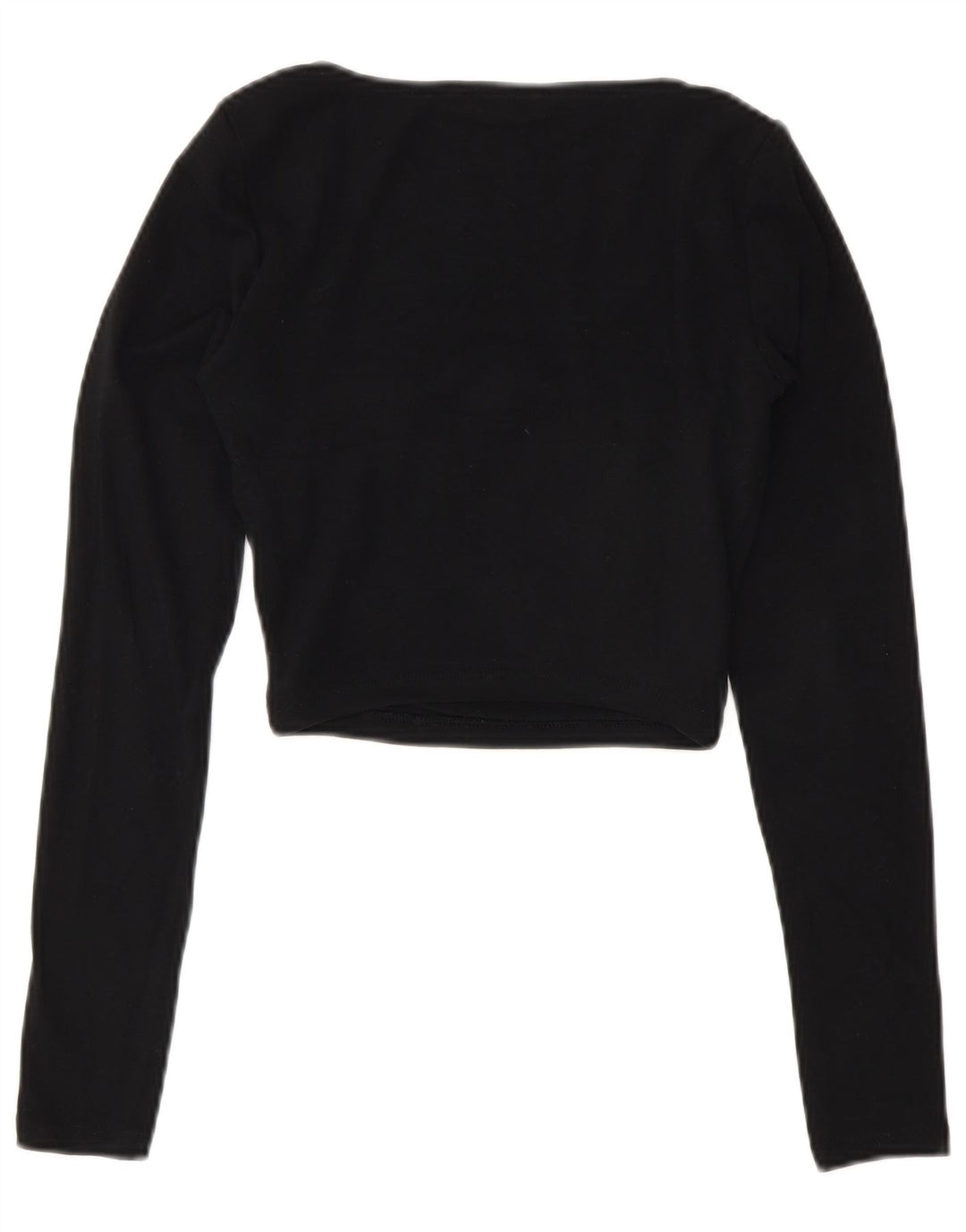 Zara Damen Crop Top Langarm UK 8 Small Schwarze Baumwolle