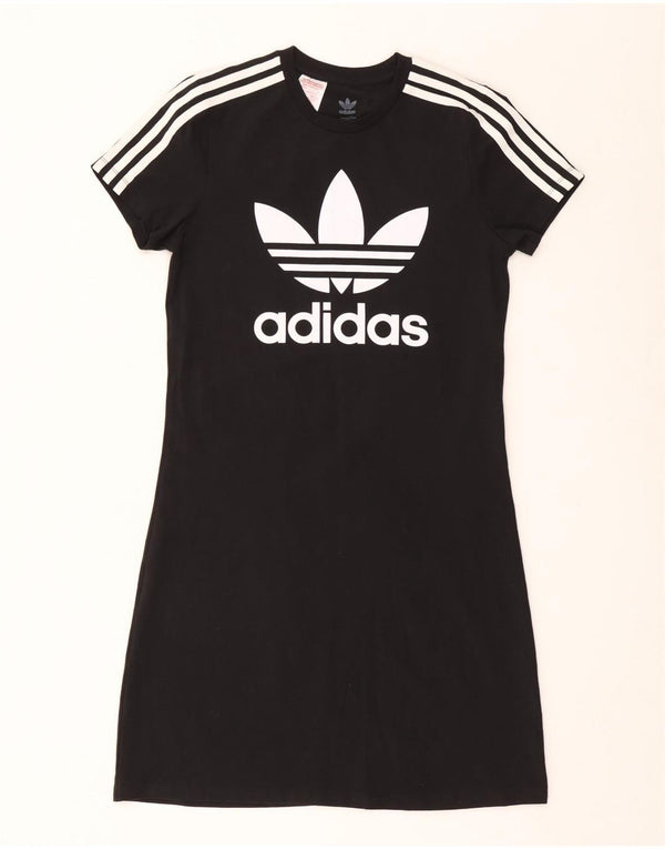 ADIDAS T-Shirt-Kleid mit Grafik für Mädchen, 14–15 Jahre, schwarze Baumwolle