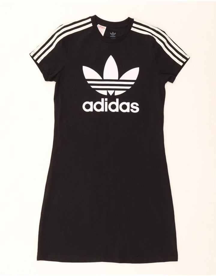 ADIDAS T-Shirt-Kleid mit Grafik für Mädchen, 14–15 Jahre, schwarze Baumwolle