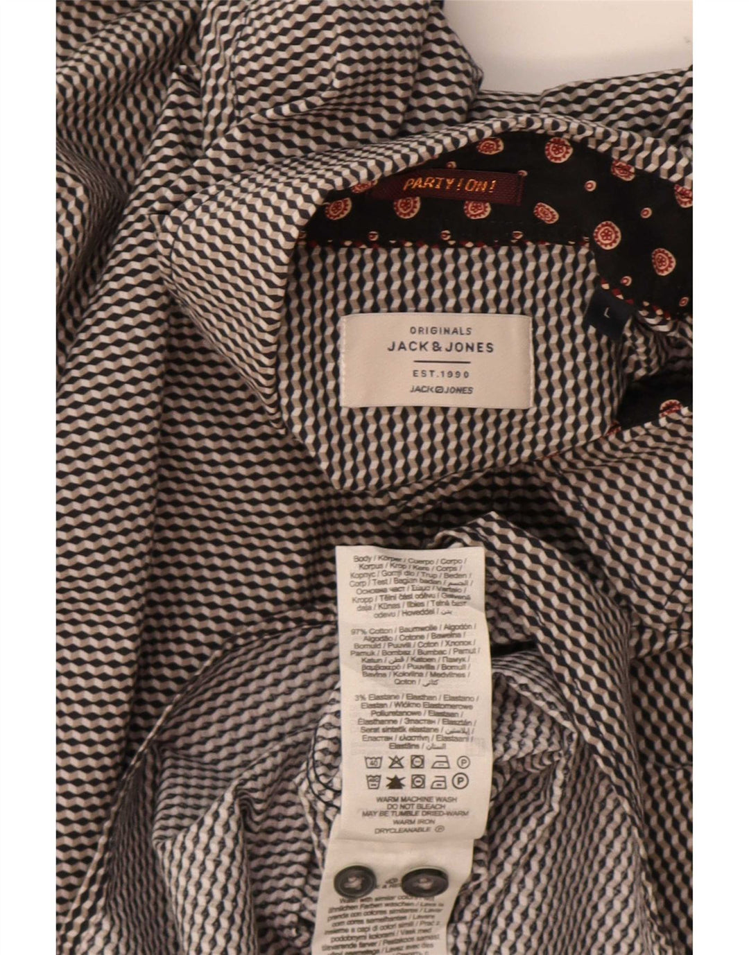 Jack & Jones Herren-Hemd, groß, graue geometrische Baumwolle