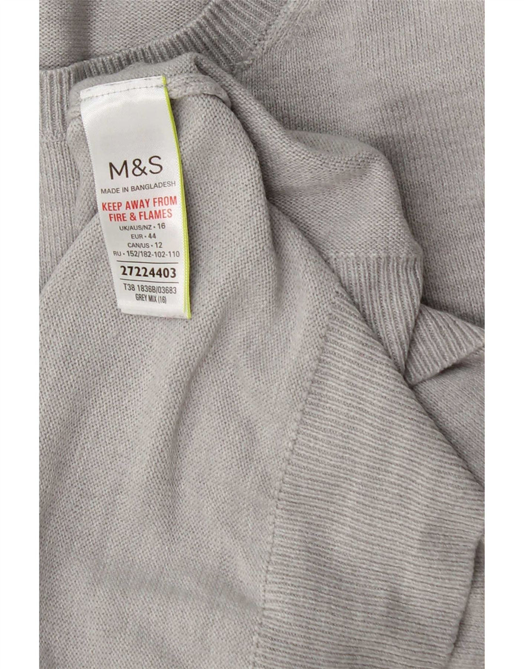 Marks & Spencer Damen-Pullover mit Rundhalsausschnitt, Gr. 40, Größe L, Grau