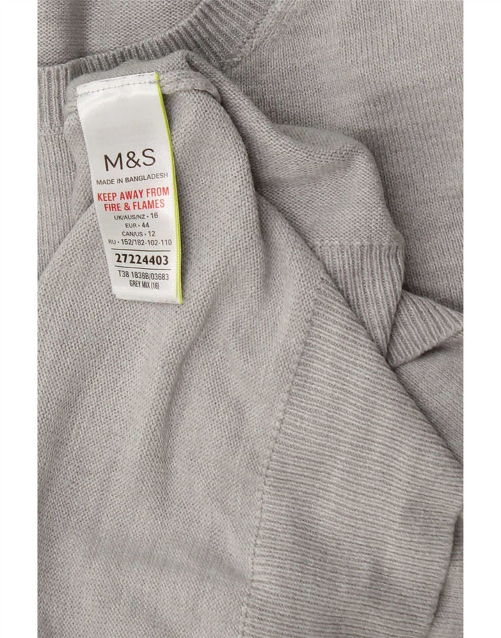 Marks & Spencer Damen-Pullover mit Rundhalsausschnitt, Gr. 40, Größe L, Grau