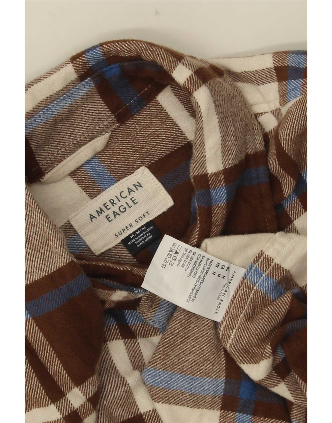 American Eagle Herren-Flanellhemd aus mittelbraun karierter Baumwolle