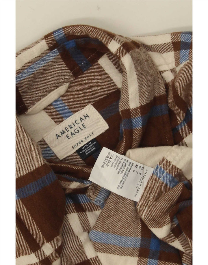 American Eagle Herren-Flanellhemd aus mittelbraun karierter Baumwolle