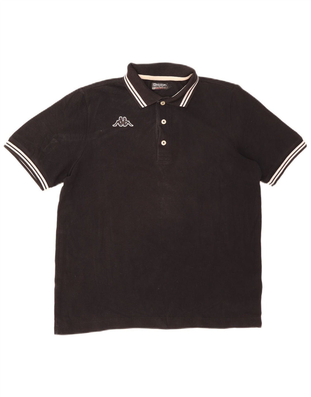 Kappa Herren-Poloshirt, mittelschwarz, gestreift, Baumwolle