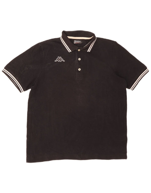 Kappa Herren-Poloshirt, mittelschwarz, gestreift, Baumwolle