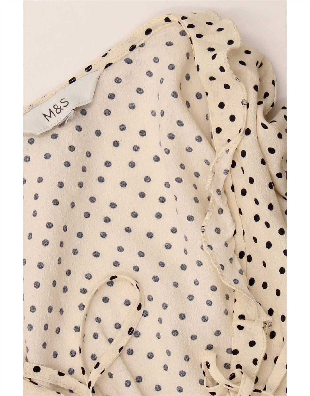 Marks & Spencer Damen-Blusenoberteil mit Rüschen vorne, UK 18, XL, gebrochenes Weiß, gepunktet