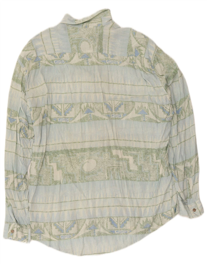 Vintage Herrenhemd mittelblau geometrisch