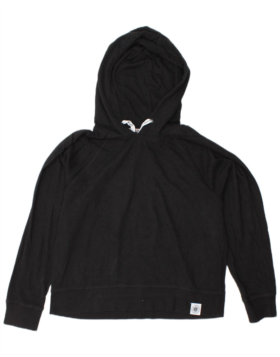 DKNY Damen Kapuzenpullover UK 14 Mittelschwarze Baumwolle