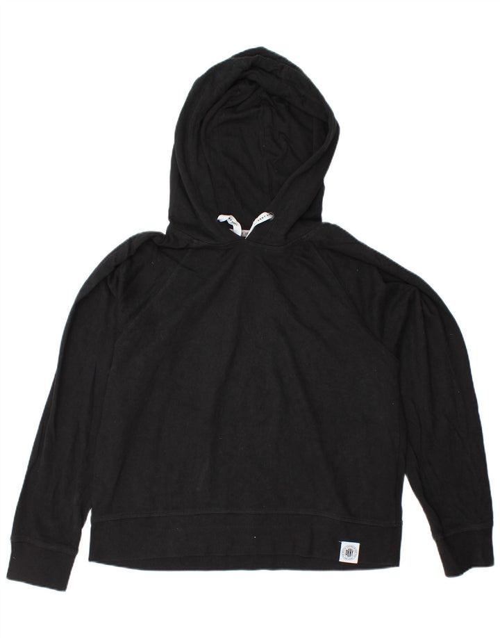 DKNY Damen Kapuzenpullover UK 14 Mittelschwarze Baumwolle