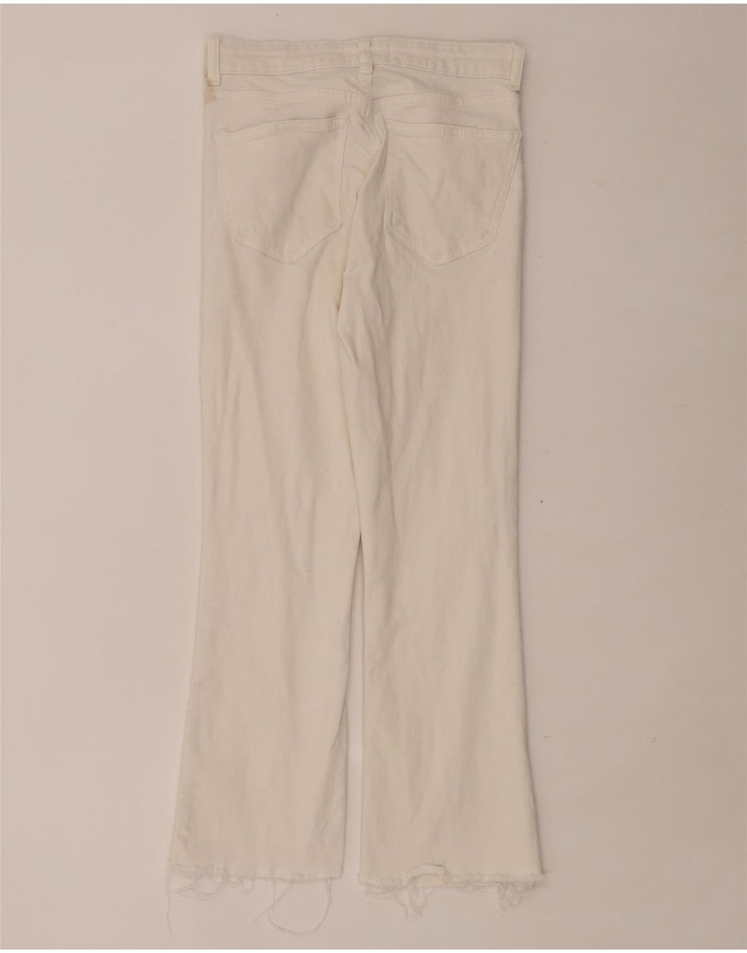 Zara Damen Crop Bootcut Jeans EU 38 Small W28 L24 Weiß