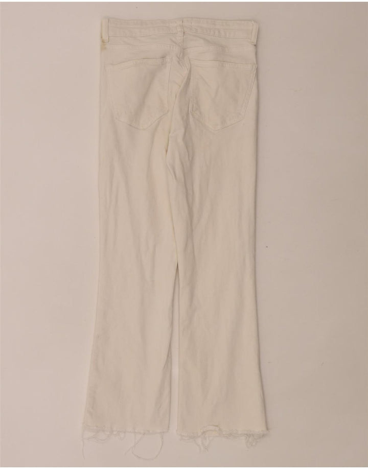 Zara Damen Crop Bootcut Jeans EU 38 Small W28 L24 Weiß