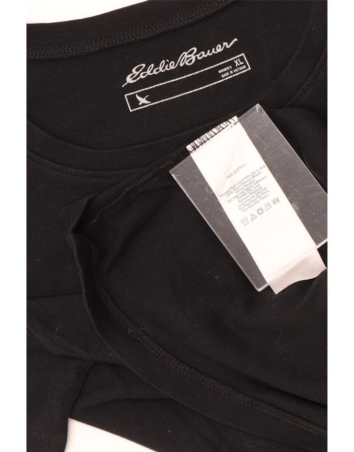 EDDIE BAUER Damen T-Shirt Top UK 18 XL Schwarz Baumwolle