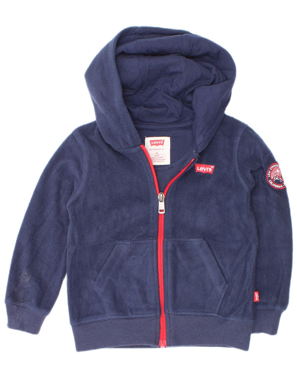 Levi's Baby-Jungen-Fleece-Kapuzenpullover mit Reißverschluss, 18–24 Monate, marineblaues Polyester
