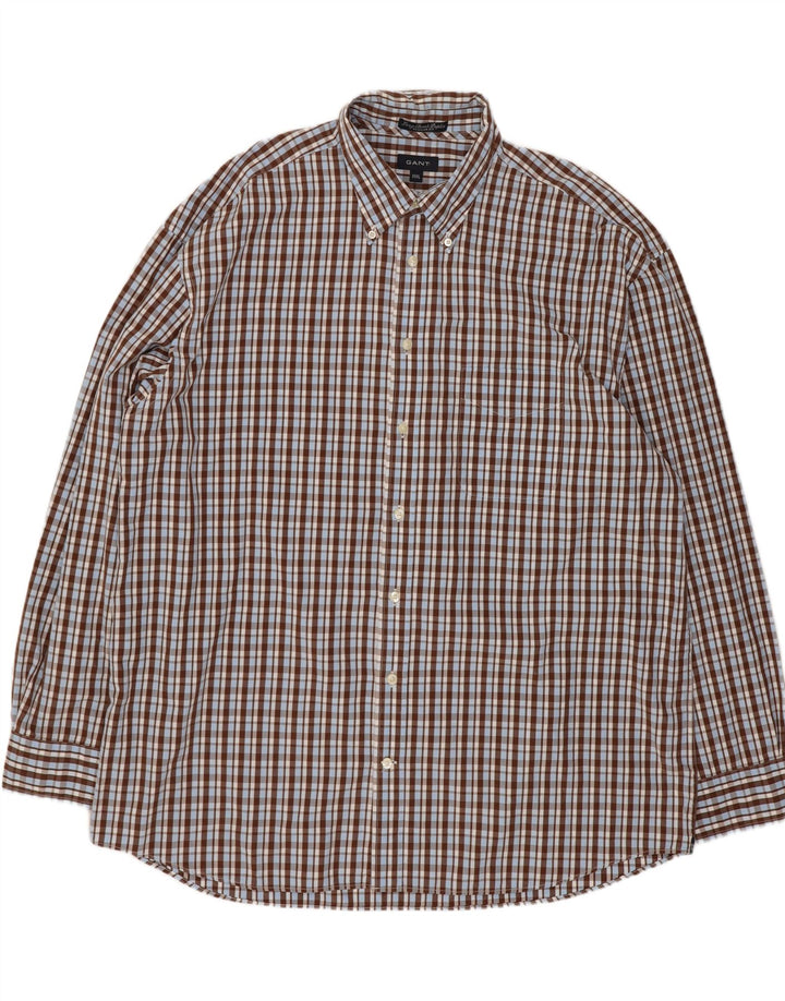 Gant Herren-Hemd, reguläre Passform, 3XL, braun kariert, Baumwolle