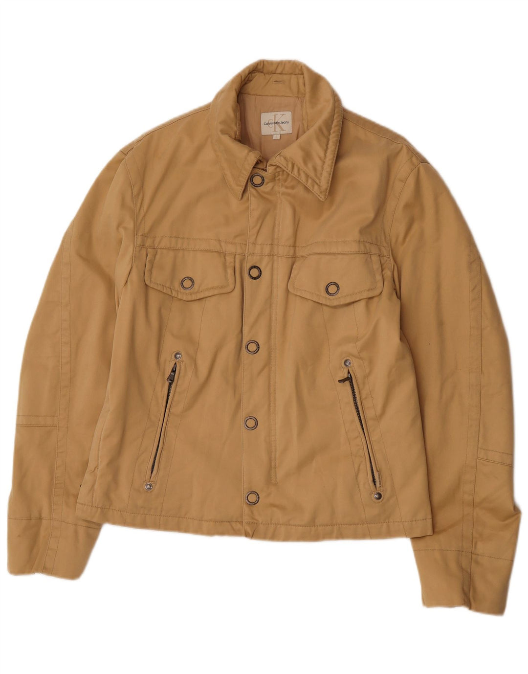 Calvin Klein Jeans Damen Utility-Jacke UK 14 Large Beige Baumwolle