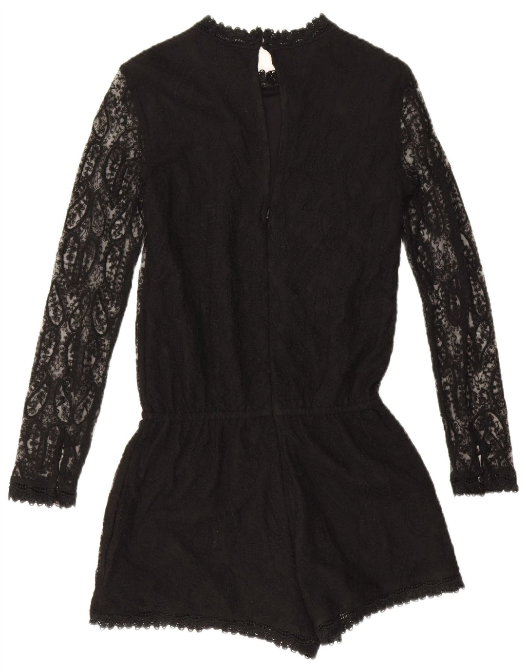Langärmliger Damen-Playsuit von Zara, Größe S, Schwarz, Paisleymuster, Polyester