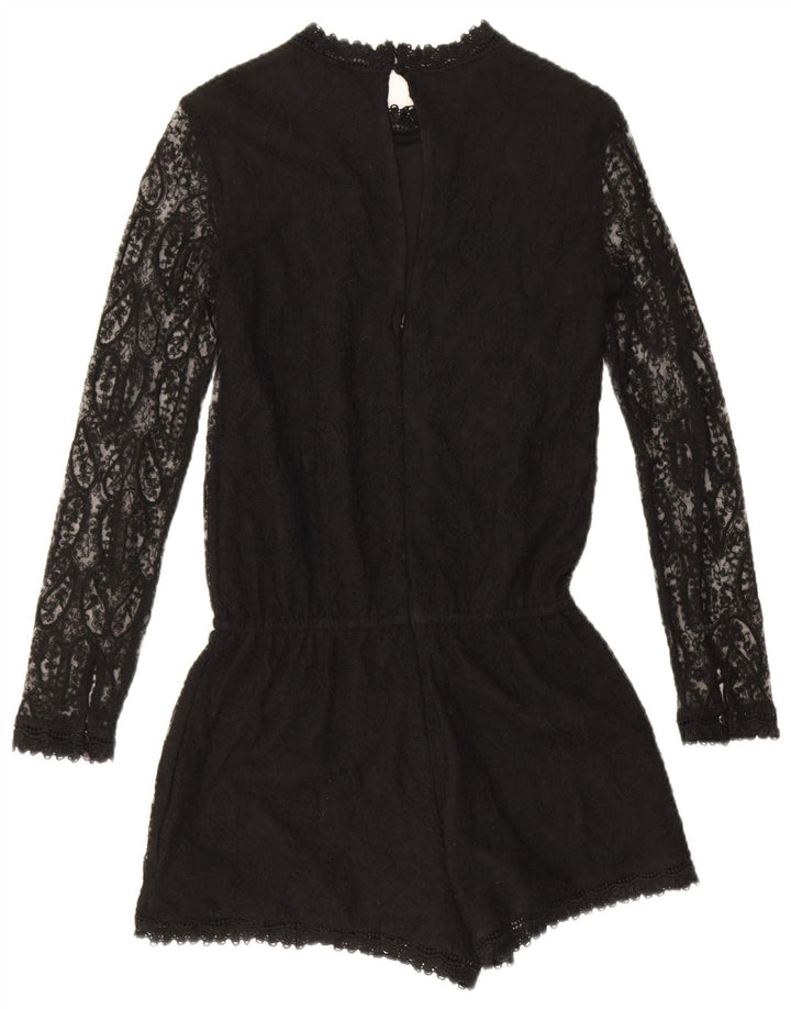 Langärmliger Damen-Playsuit von Zara, Größe S, Schwarz, Paisleymuster, Polyester