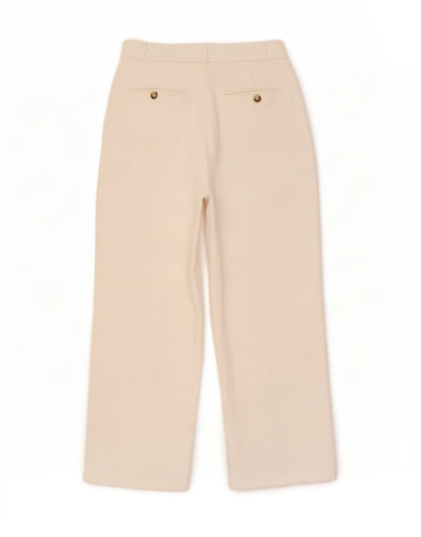 Zara Damen-Chinohose mit weitem Bein, Größe S, W26, L27, Weiß