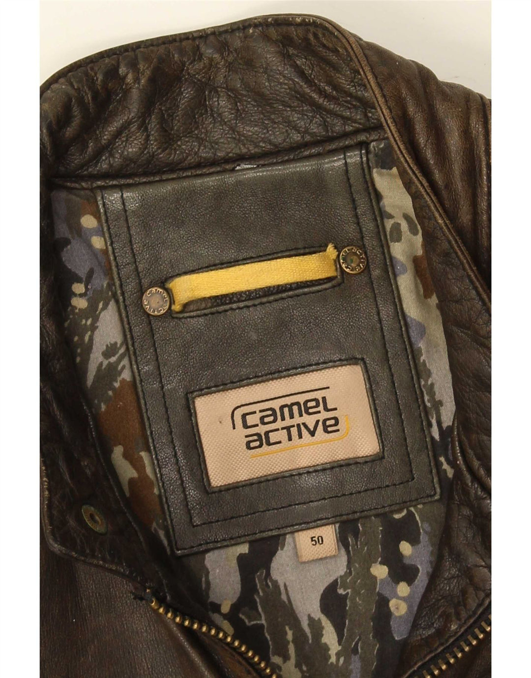 Camel Active Herren-Leder-Racer-Jacke IT 50 Large Braun
