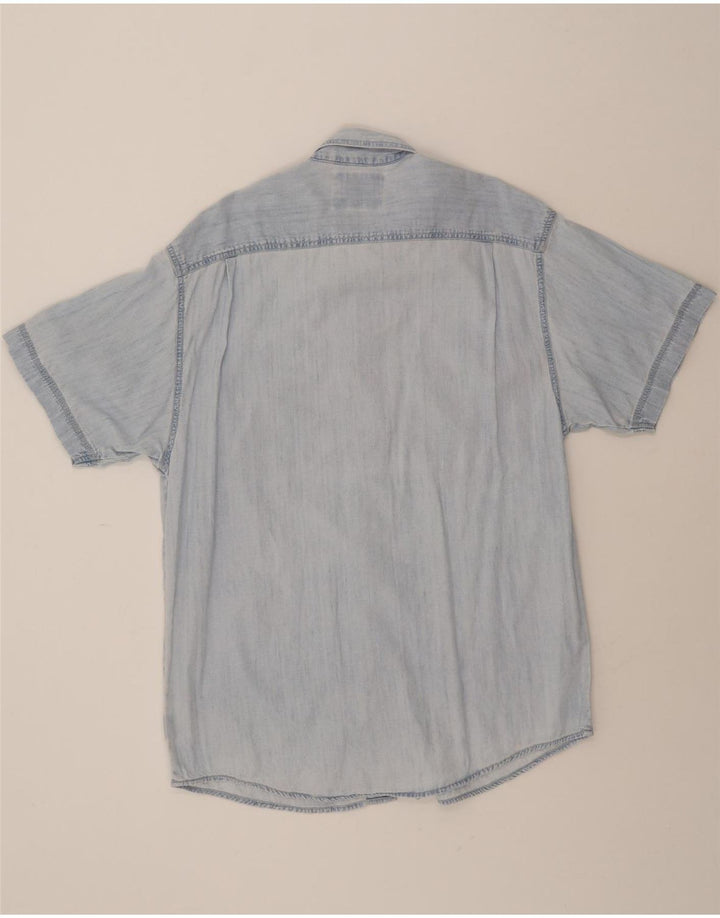 WRANGLER Mens Short Sleeve Denim Shirt Large Blue Cotton Vintage Wrangler and Second-Hand Wrangler from Messina Hembry 