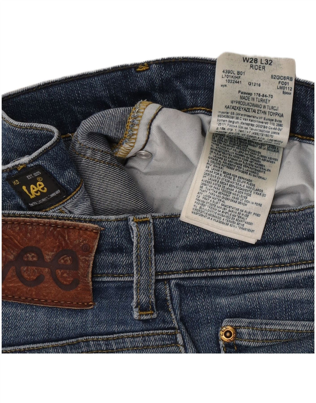 Lee Damen Rider Slim Jeans W28 L32 Blaue Baumwolle