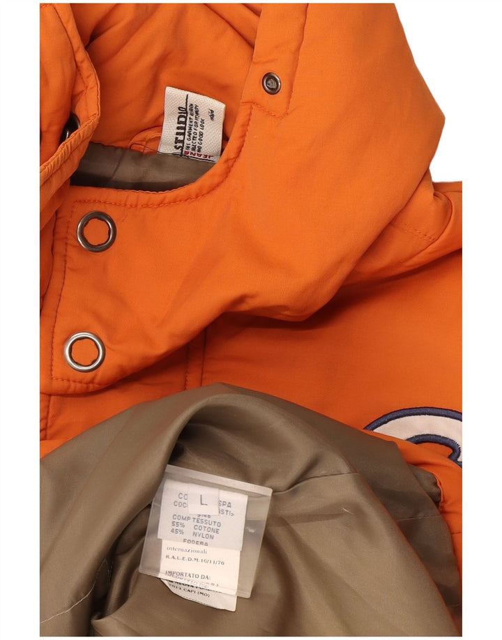 Studio Herren Graphic Hooded Wattierte Jacke UK 40 Large Orange Baumwolle