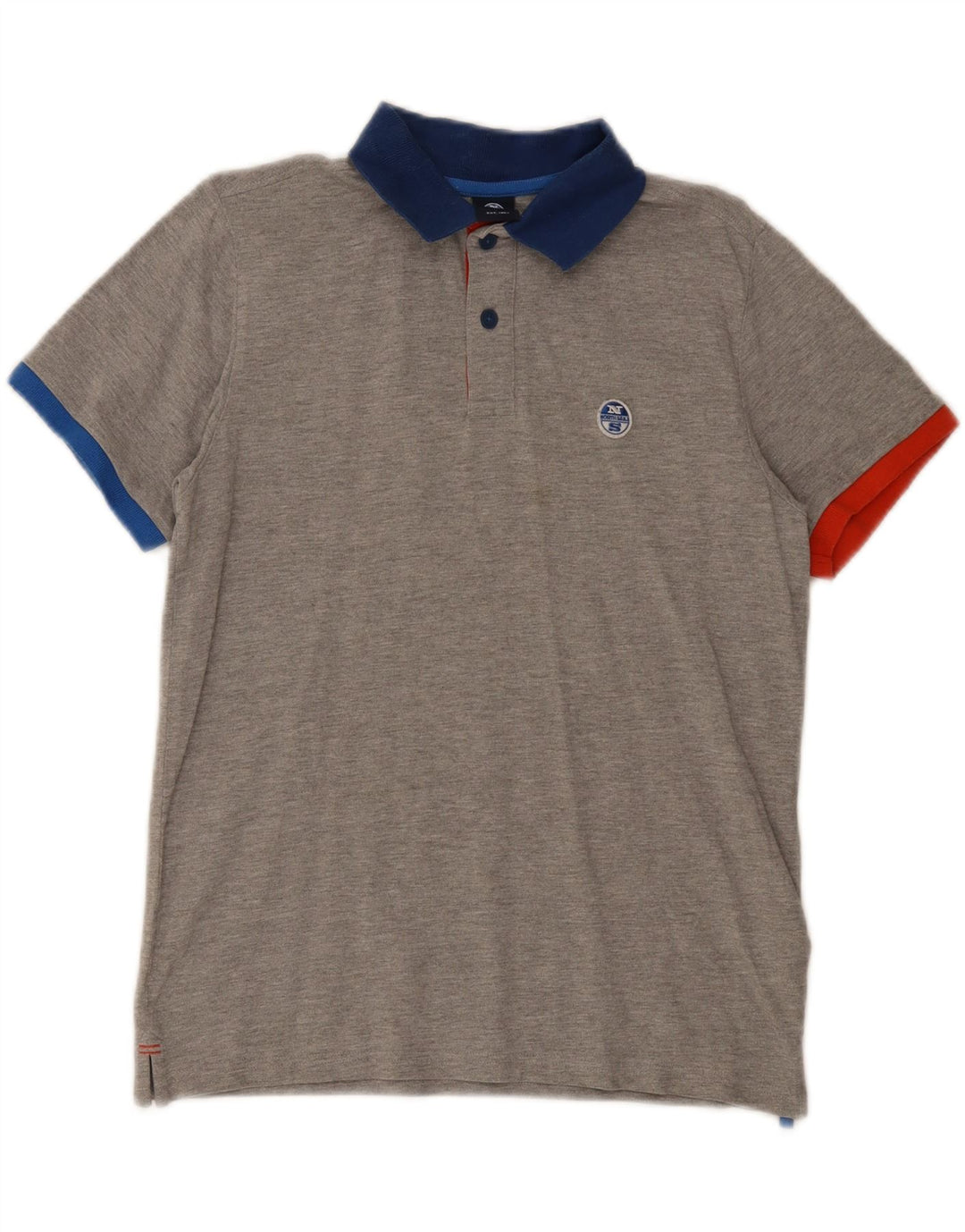 North Sails Herren-Poloshirt XS, graue Colourblock-Baumwolle