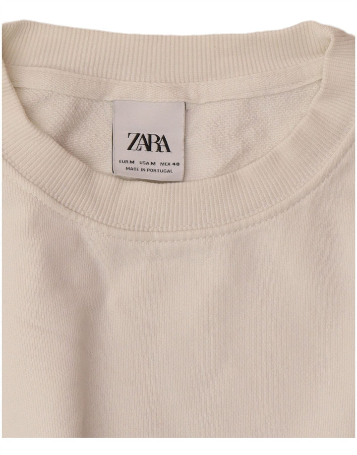Zara Damen-Sweatshirt mit Grafik-Übergröße, Gr. 14, mittelweiß, geblümt