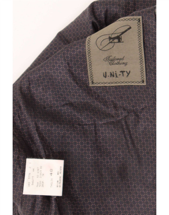 Vintage Herrenweste IT 48 Mittelgraue Gingham-Wolle