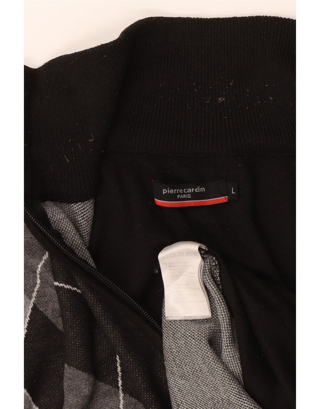 Pierre Cardin Herren-Strickjacke, groß, schwarzes Argyle-/Diamant-Polyester