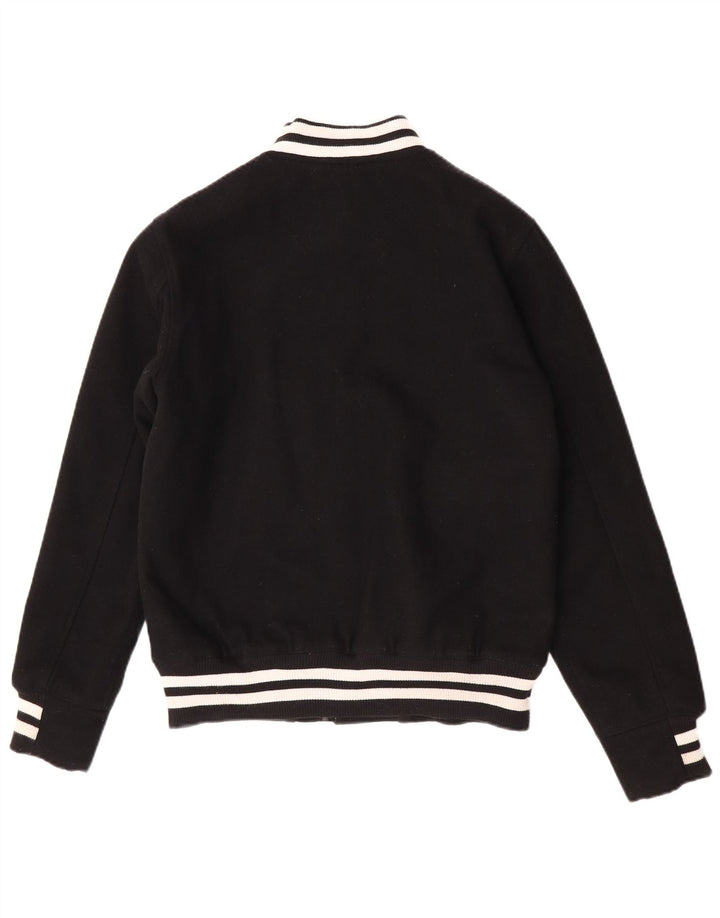 DC Mens Graphic Varsity Jacket UK 36 Small Schwarze Wolle