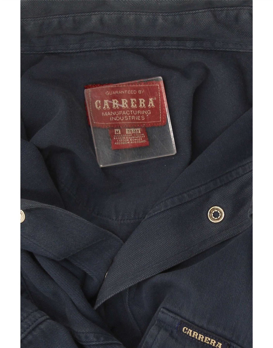 Carrera Herren-Jeanshemd, Größe 39/40, mittelmarineblaue Baumwolle