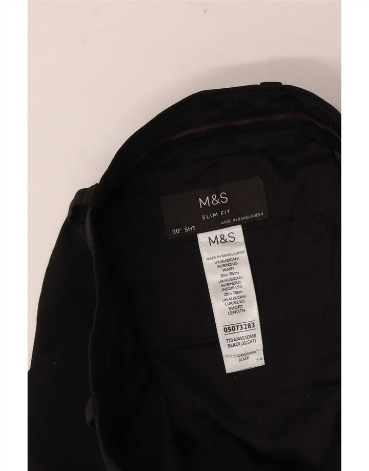 Marks & Spencer Herren Slim Fit Chinohose W30 L29 Schwarz Polyester