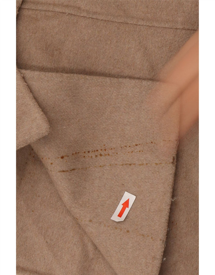 Handgefertigter Damenmantel von Zara, UK 14, mittelbeige Wolle
