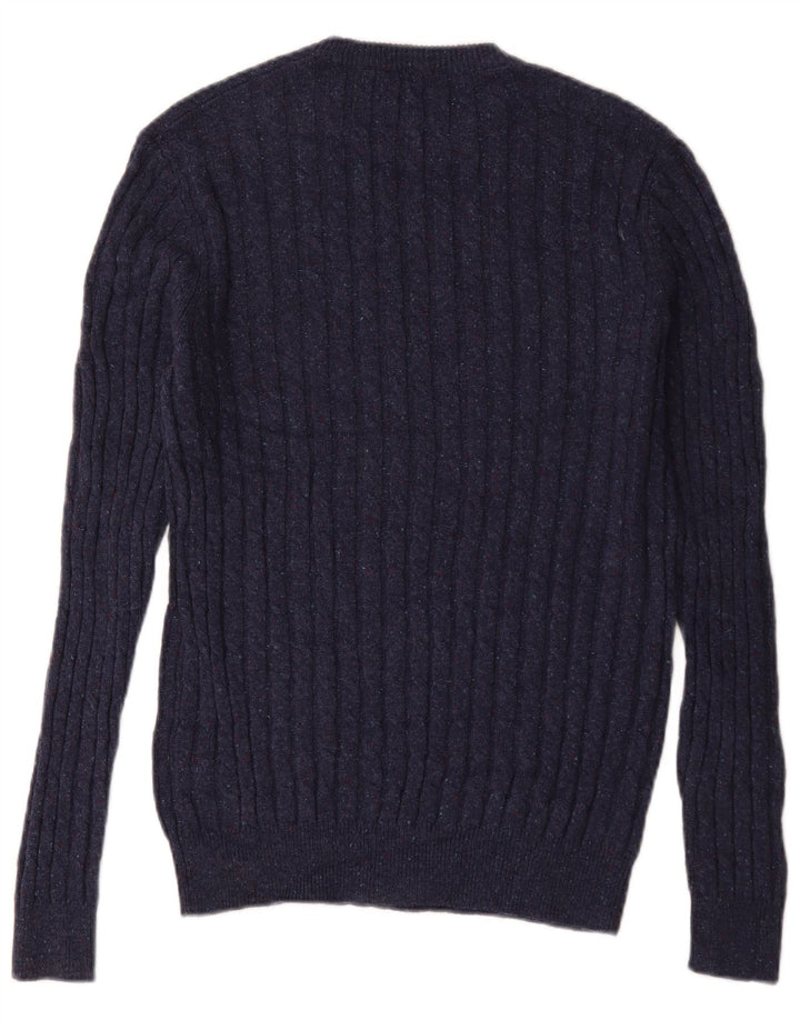 Jack Wolfskin Herren-Pullover mit Rundhalsausschnitt, klein, marineblau gefleckte Wolle