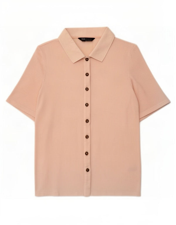 Marks & Spencer Damen Kurzarmhemd UK 10 Small Rosa Viskose